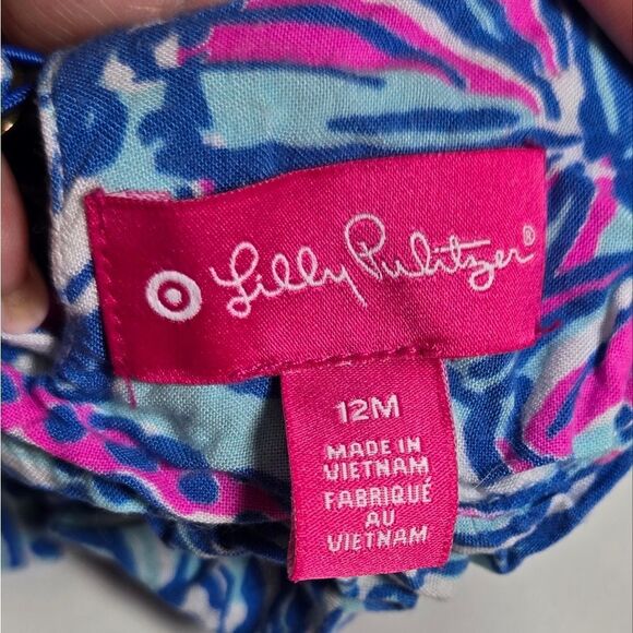 Lilly Pulitzer Baby Girl Maxi Dress 12M Bright Blue Floral Designer Sleeveless - Picture 2 of 7